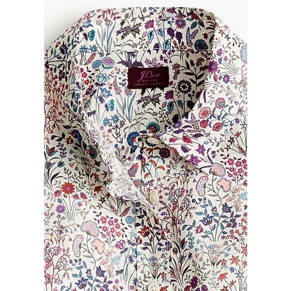 J.Crew X Liberty Fabrics 12 White Floral Shepherdly Song Slim Perfect Shirt - Picture 2 of 9